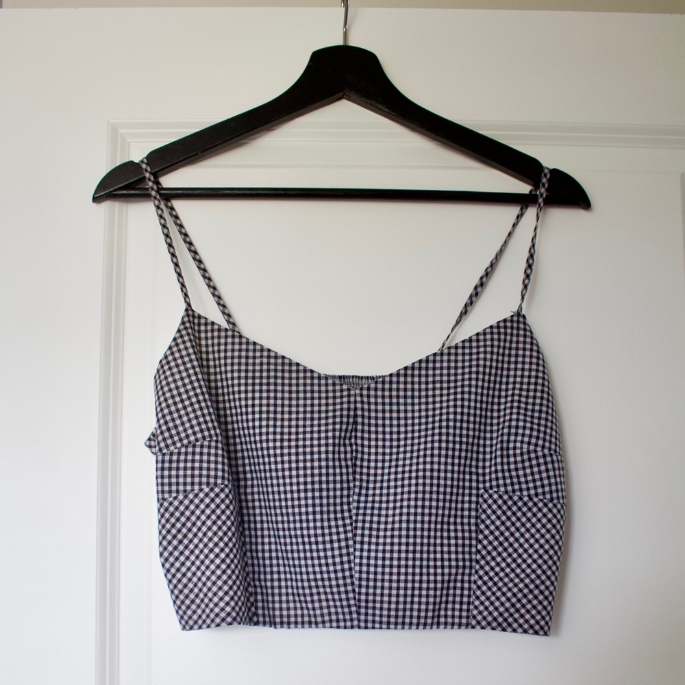 TOPSHOP  Black & White Gingham Bralet Top